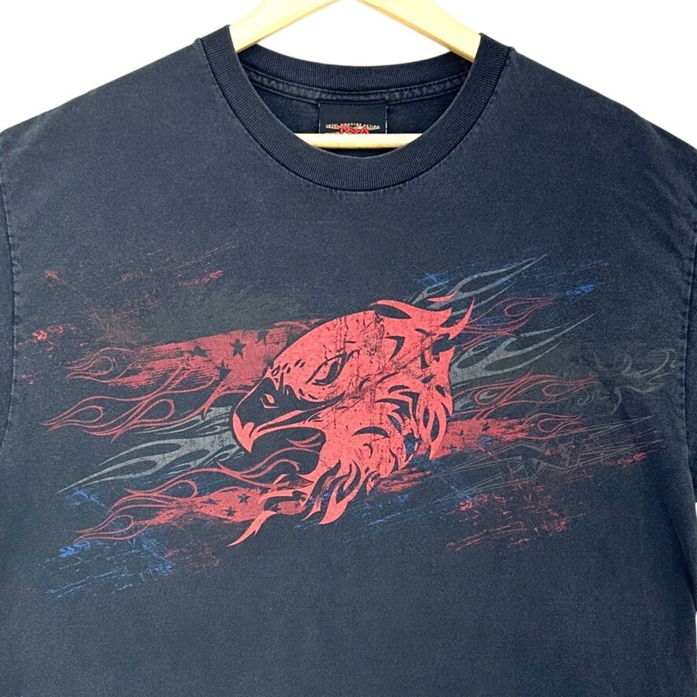 Y2K 2007 TNA Wrestling Tap or Snap‎ Shirt SZ L Black Eagle Total Nonstop Action